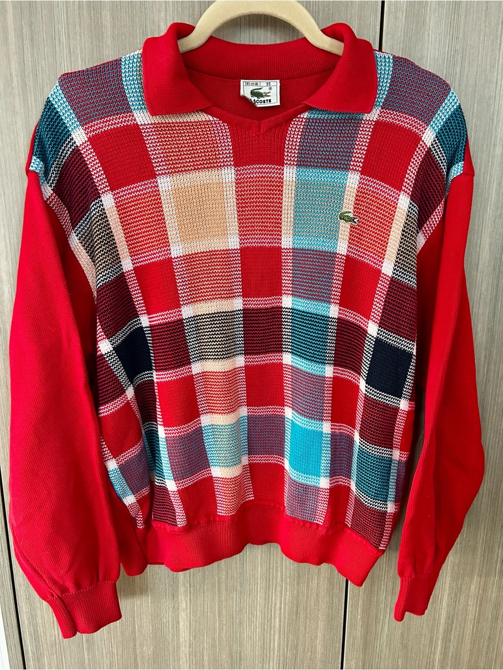 Vintage Lacoste Plaid Collar Sweater